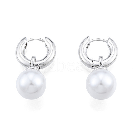 ABS Plastic Pearl Dangle Hoop Earrings X-EJEW-N011-106P-1