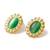 Oval Golden Ion Plating(IP) 304 Stainless Steel Stud Earrings for Women EJEW-L287-052G-01-1