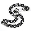 304 Stainless Steel & Ceramics Cuban Link Chain Necklaces for Women NJEW-B116-08P-02-2