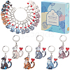 24Pcs 6 Colors Cat Alloy Enamel Pendant Locking Stitch Markers HJEW-SC00114-1
