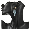 Brass with Raw Rough Natural Aquamarine Beads Stud Dangle Earrings EJEW-JE07474-01-2