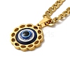 Enamel Flower with Eye Pendant Necklaces NJEW-C043-05G-1