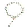 Natural Green Aventurine Chip Handmade Link Chain Necklaces NJEW-JN05811-02-6