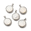 Brass Pave Natural White Shell Carved Angel Pendants KK-Z091-03P-1