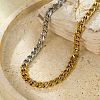 Two Tone 304 Stainless Steel Cuban Link Chain Necklaces NJEW-D303-02GP-3