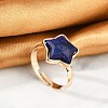 Star Natural Lapis Lazuli Adjustable Rings RJEW-H241-01G-01-4