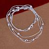 Popular Silver Color Plated Brass 3-strand Snake Chain Necklaces NJEW-BB12850-1