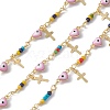 Enamel Heart with Evil Eye Link Chains CHC-C003-25G-03-1