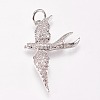 Brass Micro Pave Cubic Zirconia Bird Pendants ZIRC-A009-36P-1