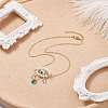 Shell Pearl & Lampwork Braided Horse Eye Pendant Necklace NJEW-TA00037-3