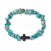 Synthetic Turquoise Chips Stretch Bracelets for Women Men BJEW-JB11341-06-2