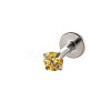 G23 Titanium Alloy Cubic Zirconia 17 Gauge Flat Round Threadless Labrets WG94BD7-08-1