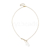 Handmade Lampwork & Cultured Freshwater Pearl Flower Pendant Brass Cable Chain Necklaces for Women NJEW-TA00259-3