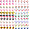 100Pcs 20 Colors Printed Round Silicone Focal Beads SIL-PA0001-41-7