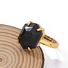 Hexagon Natural Obsidian Finger Rings RJEW-B113-02G-08-5