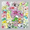 50Pcs 50 Styles Lily Flower Pattern Waterproof PVC Plastic Stickers STIC-PW0001-366-2