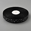 100 Yards Polyester Star Print Grosgrain Ribbon OCOR-WH0085-62-2