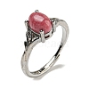 Oval Natural Rhodonite Adjustable Rings RJEW-Q818-01P-04A-2