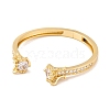 Dragon Brass Pave Clear Cubic Zirconia Open Cuff Bangles with Glass for Women BJEW-S147-28A-G-2