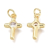 Brass Micro Pave Cubic Zirconia Tiny Cross Charms KK-M206-28G-04-2