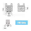 DICOSMETIC 100 Sets 2-Strands 4-Holes 304 Stainless Steel Box Clasps STAS-DC0012-94-2