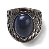 Natural Lapis Lazuli Oval Adjustable Rings RJEW-K271-06R-23-3