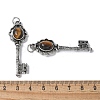 Key Brass Natural Tiger Eye Big Pendants KK-D361-01AS-18-3