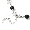 Star Alloy & Round Natural Eyeless Obsidian Link Chain Necklaces for Women NJEW-JN05135-5