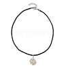 Flower Glass Seed Beads & Acrylic Pendant Necklaces NJEW-MZ00044-01-4
