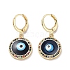 Evil Eye Real 18K Gold Plated Brass Dangle Leverback Earrings EJEW-L269-011G-03-1