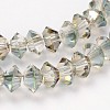 Half Rainbow Plated Faceted Bicone Glass Bead Strands EGLA-J102-HR03-1