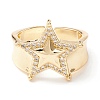 Clear Cubic Zirconia Star Cuff Ring KK-D067-38G-RS-2