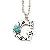 Letter A~Z Antique Silver Plated Alloy with Synthetic Turquoise Pendant Necklaces NJEW-G080-01G-1