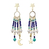 Glass Seed Beads & Shell Pearl Chandelier Earrings EJEW-TA00488-1