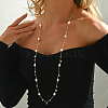 Elegant Natural Pearl & Clear Cubic Zirconia Long Necklaces LP2810-2