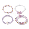 4Pcs 4 Style Glass Seed Beaded Stretch Finger Rings RJEW-JR00661-02-5