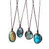 Nuggets Natural Labradorite Pendant Adjustable Cord Necklaces FS-WG568C8-01-5