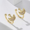 Golden Plated Brass Micro Pave Cubic Zirconia Cuff Earrings EJEW-L244-42G-2