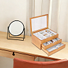 3-Tier Pine Wood Jewelry Storage Drawer Boxes with Visible Window CON-WH0095-222-4