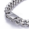 Tarnish Resistant Men's 304 Stainless Steel Cuban Link Chain Bracelets BJEW-P263-B02-P-3