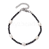 Natural Black Spinel &  Cultured Freshwater Pearl  Beads Beaded Bracelets for Woman BJEW-JB11268-2