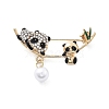 Double Panda Alloy Enamel Brooch JEWB-C037-16G-1