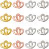 SUPERFINDINGS 16 Sets 4 Colors Brass Two Loops Heart Interlocking Clasps for DIY Jewelry KK-FH0004-13-1