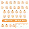 SUNNYCLUE 52 Pcs 26 Styles Unfinished Natural Wood European Beads WOOD-SC0001-32-2