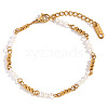 Retro Stainless Steel 18K Gold Plated Beaded Handmade Chain Bracelet Women HI2110-5