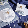 Square Polyester with Plastic Pearl Flower Wedding Finger Ring Display Pillow RDIS-WH0016-24A-2