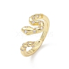Clear Cubic Zirconia Snake Open Cuff Ring RJEW-K240-08G-02-3