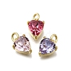 Heart Brass with Glass Charms KK-G525-07G-1