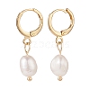 Natural Pearl Dangle Hoop Earrings EJEW-JE04964-3