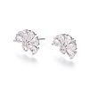 Brass Cubic Zirconia Stud Earring Findings EJEW-E257-05P-1